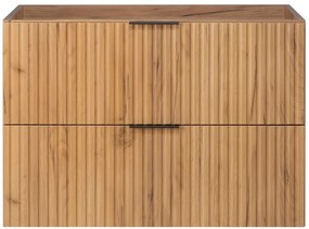 Szafka ryflowana do łazienki z 2 szufladami 80 cm dąb craft złoty E7-Z95