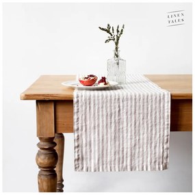 Lniany bieżnik 40x200 cm Natural White Stripes – Linen Tales