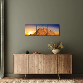 Obraz - piramidy egipskie (z zegarem) (90x30 cm)