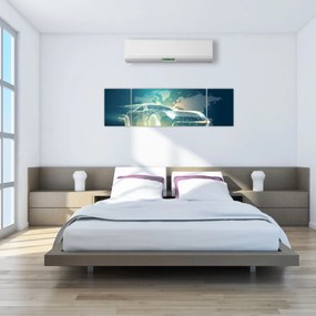 Obraz samochodu wykonany z geometrycznych kształtów (170x50 cm)