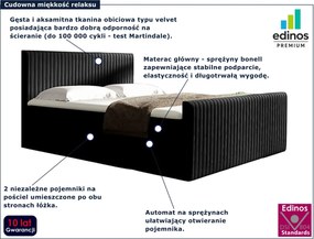 Czarne łóżko kontynentalne z pikowanym zagłówkiem 5 rozmiarów S8-A86