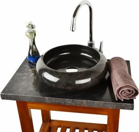 DIVERO Umywalka nablatowa z naturalnego kamienia Black