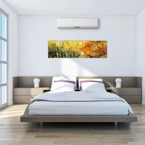 Obraz - Romantyczna aleja wzdłuż wody, obraz olejny (170x50 cm)
