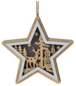 Drewniana dekoracja świąteczna do zawieszenia, 12 cm