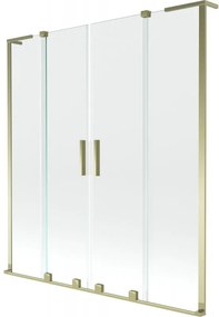 Mexen Velar L Duo parawan nawannowy 2-skrzydłowy rozsuwany 140 x 150 cm, transparent, złoty - 896-140-003-02-50