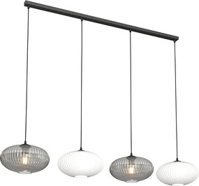 Loftowa lampa wisząca ze szklanymi kloszami grafit + opal - 7X D174 R9-T92