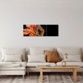 Obraz kameleona na gałęzi (z zegarem) (90x30 cm)