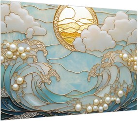 Obraz na szkle - 3D perły w oceanie (70x50 cm)
