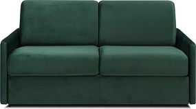 Kanapa 3-osobowa rozkładana typu expres z weluru CALIFE - Butelkowa zieleń - Miejsce do spania 140 cm - Materac 18 cm