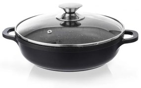Niski garnek z powierzchnią nieprzywierającą Pfluon Granit i szklaną pokrywką Orion Grande, ⌀ 24 cm