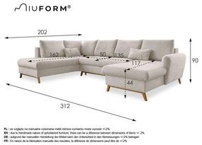 Ciemnoszara rozkładana sofa w kształcie litery "U" Miuform Scandic Lagom, lewostronna