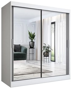 Szafa przesuwna z lustrem biel + antracyt 180 cm - Kukkin 5X