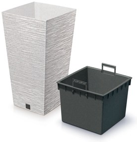 Donica ogrodowa kwadratowa Furu Square Eco Wood 45 cm biały PROSPERPLAST
