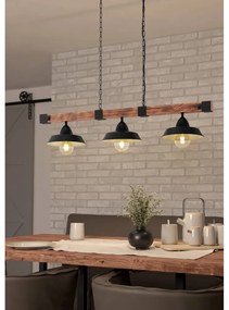 Czarno-naturalna lampa wisząca z metalowym kloszem OLDBURY – EGLO