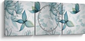 Obraz - Niebieskie motyle (z zegarem) (90x30 cm)