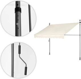 Markiza przeciwsłoneczna regulowana AW-016 na taras, balkon, beżowa, 300x120 cm