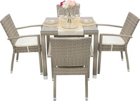 Zestaw rattanowy ogrodowy NAPOLI I. 1 + 4 (szaro-beżowy)