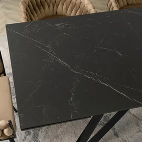 Stół Rozkładany Prostokątny MAXIME 160-240 cm Ceramiczny Czarny Marmur do Jadalni Loft