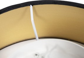 Nowoczesna lampa sufitowa czarna 30 cm ze złotym wnętrzem - Drum