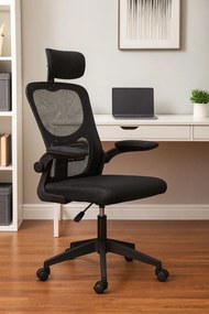 Fotel obrotowy AXEL ergonomiczne krzesło biurowe z siatką i zagłówkiem – wygodne krzesło do pracy