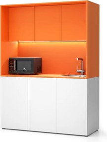 Kuchnia biurowa NIKA ze zlewem i kranem 1481 x 600 x 2000 mm, Pomarańczowy, prawe