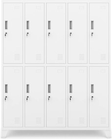 Metalowa szatnia 10-skrytkowa Bartek 136x45x172 cm, biała