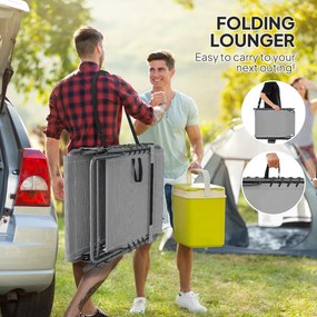 Outsunny Składany leżak ogrodowy z poduszką, leżanka z 5-stopniową regulacją oparcia, do 120 kg | Aosom PL