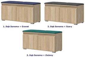 Nowoczesna szafka na buty z siedziskiem dąb sonoma + granat - Risix 3X