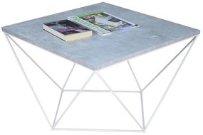 Druciany stolik kawowy beton + biały H9-B12