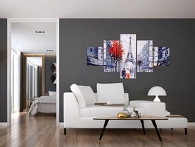 Obraz ulicy w Paryżu, obraz olejny (125x70 cm)