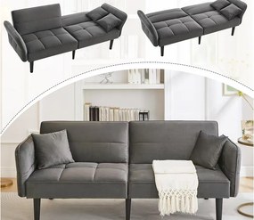 Kanapa 2 w 1 regulowana – 2-osobowa – Aksamit – Szary