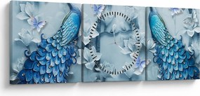 Obraz pawi (z zegarem) (90x30 cm)