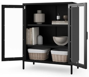 Witryna przeszklona niska czarna: GINA Modern 800 x 1015 x 400 mm