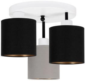 Lampa sufitowa biała trzypunktowa z szaro-czarnymi abażurami C-3030WE-