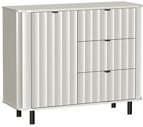 Biała komoda ryflowana z 3 szufladami N5-F65