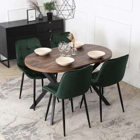 Stół Okrągły Rozkładany DORIAN 80-160 cm Dąb Rustykalny/Czarny Nowoczesny Loft