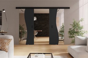 Emporius drzwi przesuwne 150 cm Kaja Duo - drzwi naścienne z lustrem do salonu, garderoby - Grafit