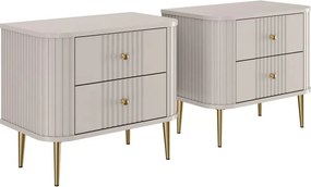Zestaw szafek nocnych Vesper 56 cm - kaszmir / złote nogi