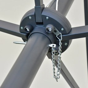 Outsunny Podwójny Parasol Ogrodowy Targowy Owalny Kremowy Biały z Korbą Ręczną 440x260cm | Aosom PL