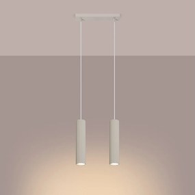 Lampa wisząca minimalistyczny Gloow, aluminium - 2 źródło światła 3000K - L.30 x H.90 cm - beżowy