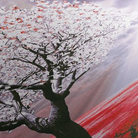 Czerwony obraz drzewa (170x50 cm)