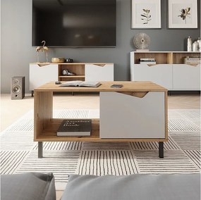 Stolik kawowy biały/artystyczny 90x50x47 marelle