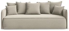 Beżowa aksamitna rozkładana/ze schowkiem sofa 225 cm Hula – Makamii