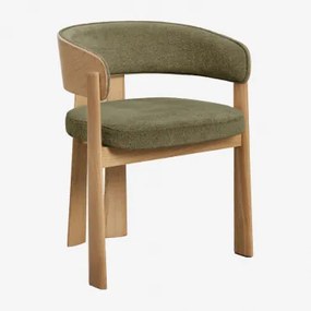 Krzesło Jadalniane Z Drewna Dębowego I Tapicerowane Olea Roble & Zielona Sznurówka Army - Sklum