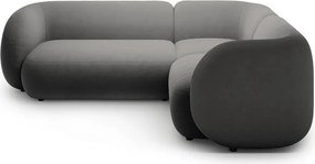 Ciemnoszary aksamitny narożnik (prawostronny/w kształcie litery L) Kate – Micadoni