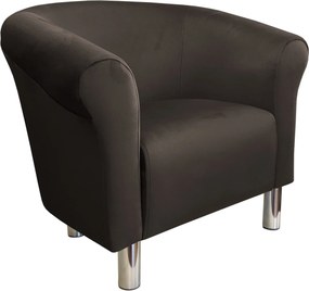 Fotel Milo tkanina Welur wygodny fotel tapicerowany do salonu i sypialni : Kolor nogi - Chrom, Kolor tkaniny - VELVET - MG05, Wysokość nogi - 15 cm