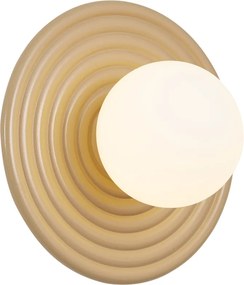 Lampa ścienna retro taupe z okrągłym kloszem opalowym 20cm IP44 - Lila