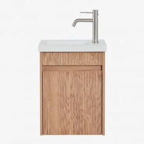 Zestaw Wiszących Mebli Łazienkowych Zintegrowany Z Umywalką Narek Popielaty Brąz & Bezlusterkowiec - Sklum