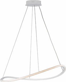 Raky – lampa wisząca LED CCT z metalu i białego aluminium, regulowane kable, pilot, zmiana barwy światła, nowoczesny design, Ø70 cm