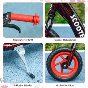 AIYAPLAY Hulajnoga dziecięca, regulowana wysokość, z hamulcem, podpórką, 2 koła, udźwig 50 kg, stal, tworzywo, czerwony